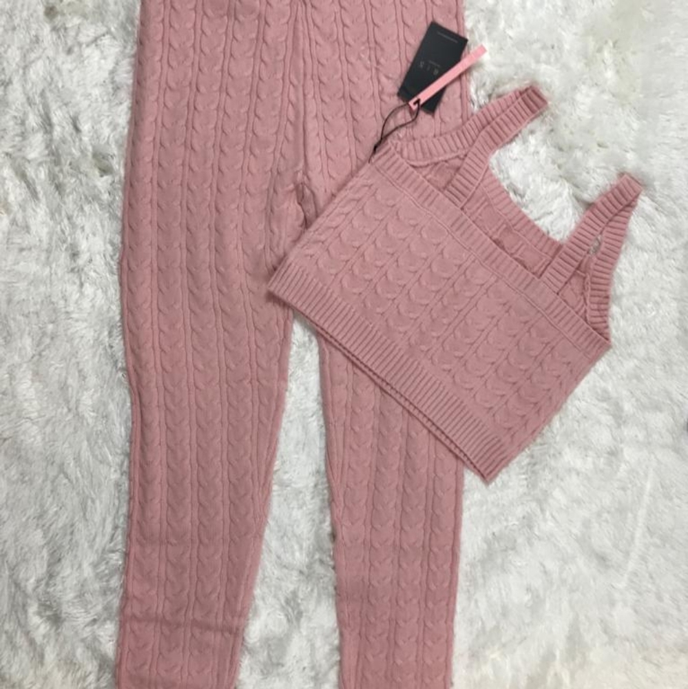 Crop top sweater and pants set